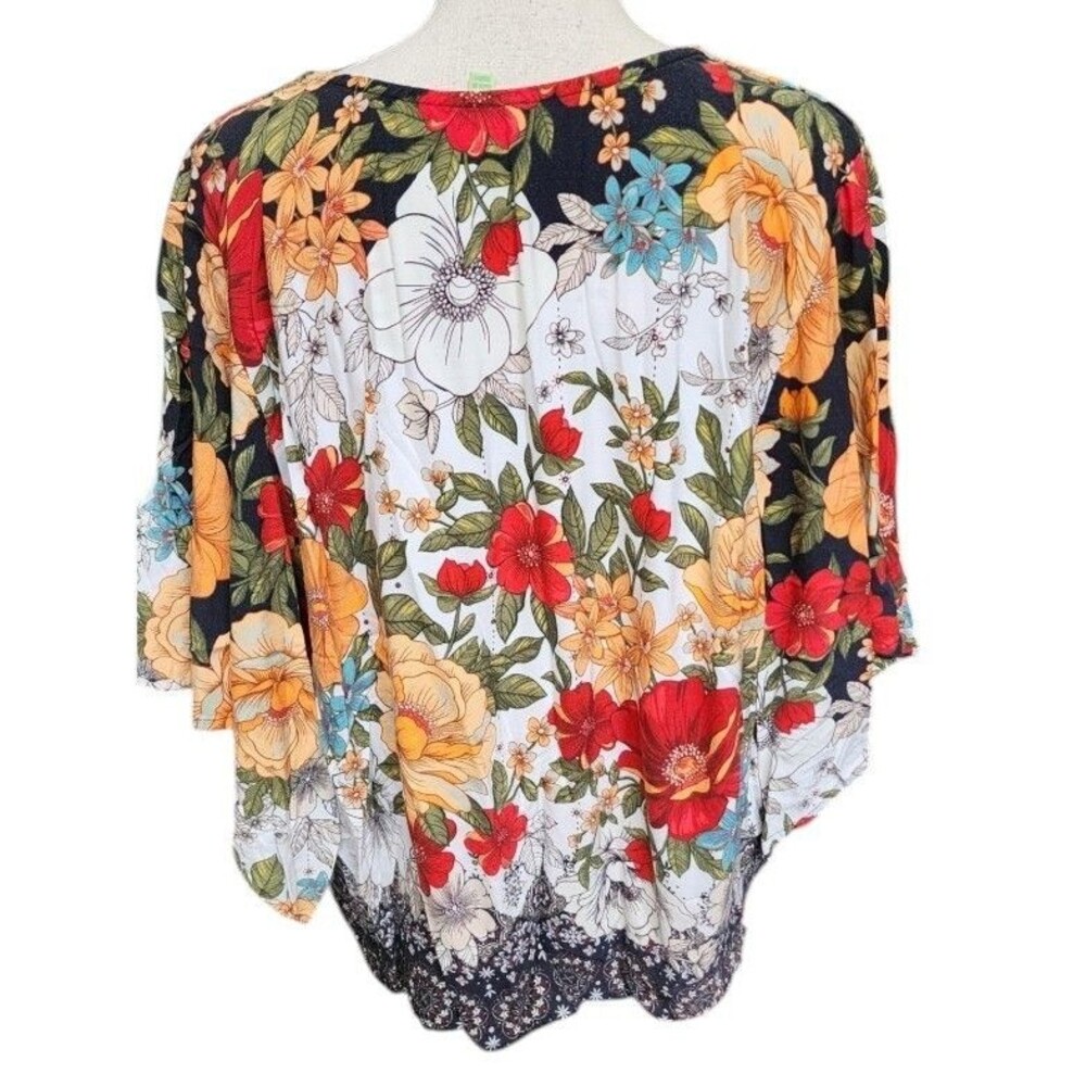 Farm Rio Reyna Floral Blouse Size XL Boho City Flowy Viscose Made in Turkey - Picture 4 of 10